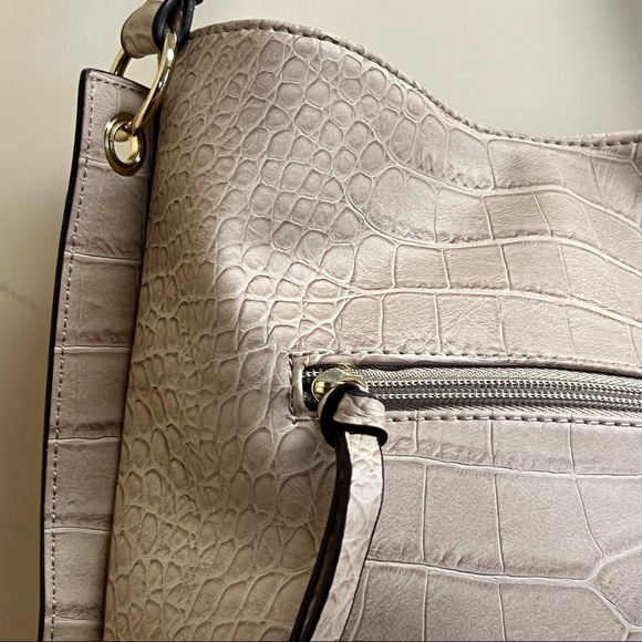 Nicole Miller Faux Leather Snakeskin Large Tote Beige - Picture 11 of 11